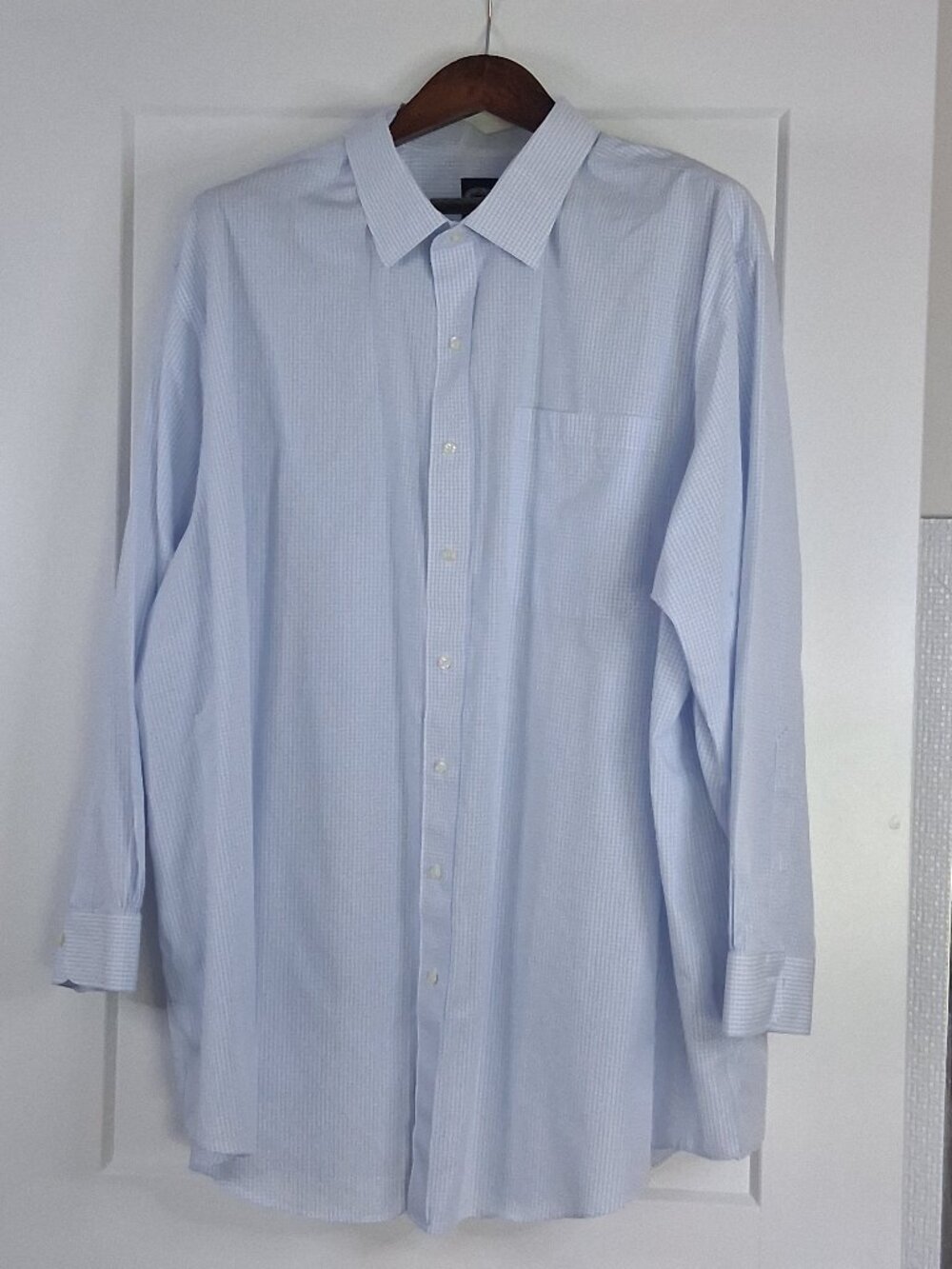 Brooks Brothers Mens 20 34/35 Supima Cotton Non-Iron Blue Check Dress Shirt 3XL
